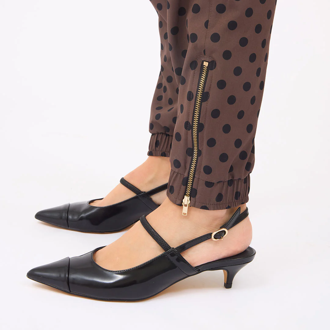 9 to 9 Jumpsuit, Black/Brown Polka Dot - Image 10