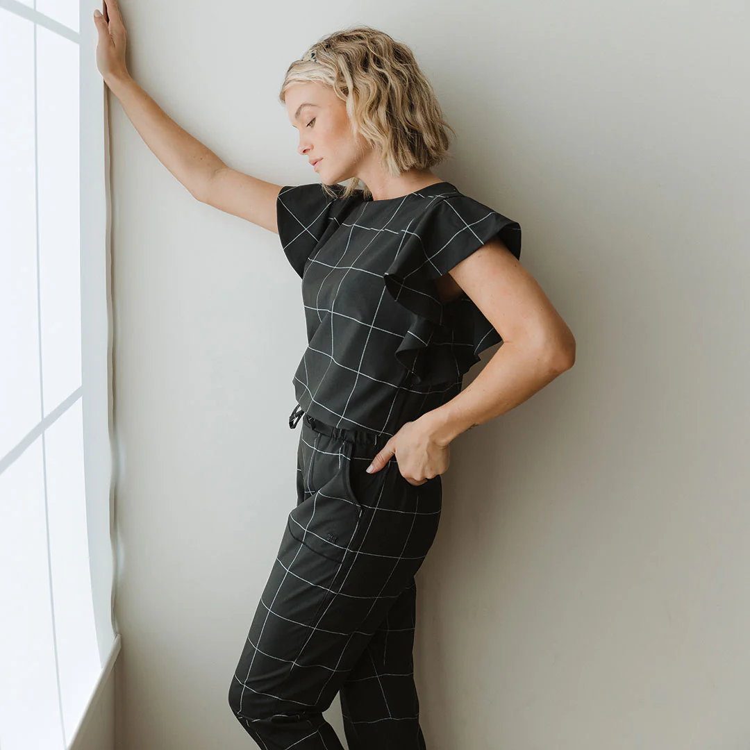 9 to 9 Jumpsuit, Black Windowpane - Image 11
