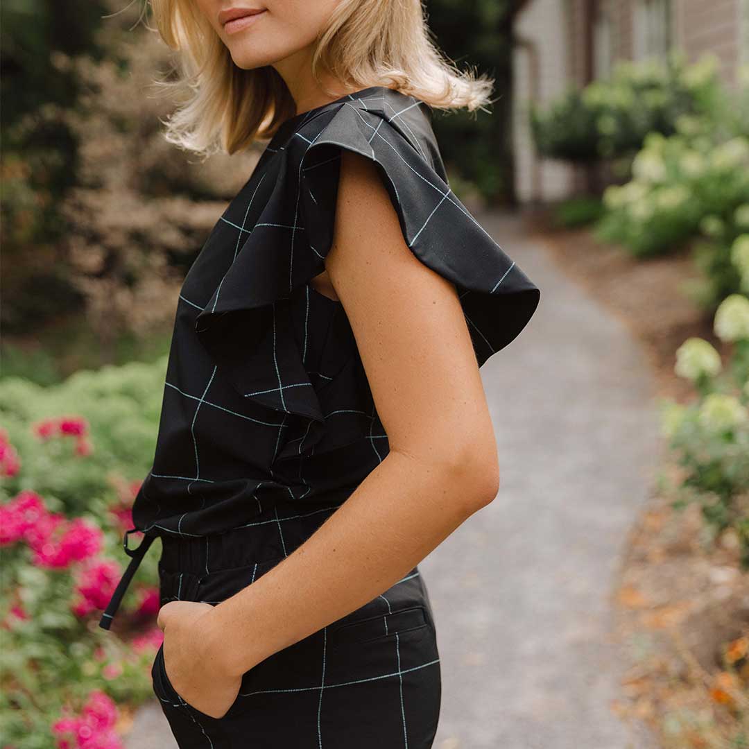 9 to 9 Jumpsuit, Black Windowpane - Image 6