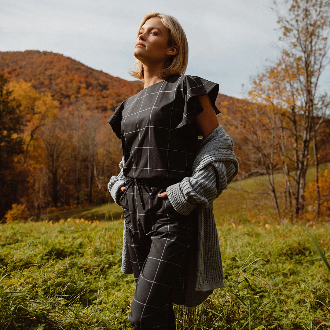9 to 9 Jumpsuit, Black Windowpane - Image 8