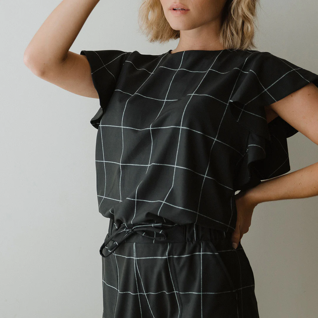 9 to 9 Jumpsuit, Black Windowpane - Image 9