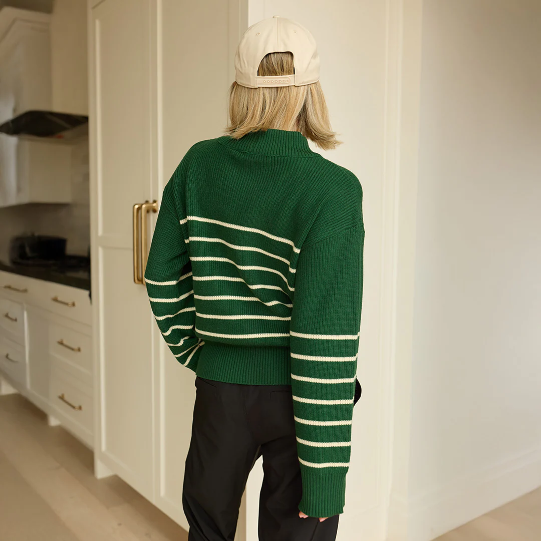 Alpine Knit Sweater, Green Stripe - Image 2