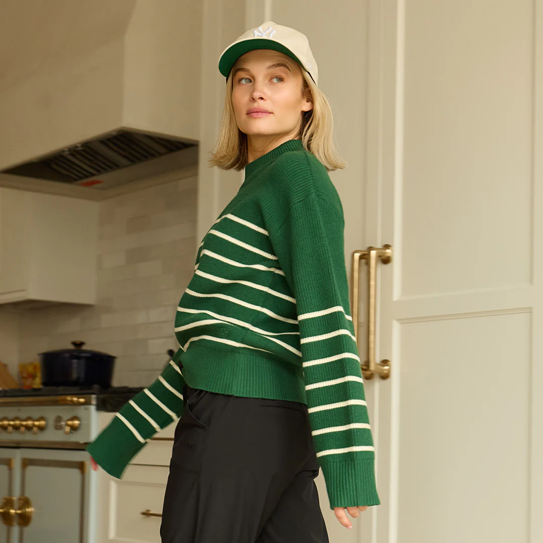 Alpine Knit Sweater, Green Stripe - Image 3