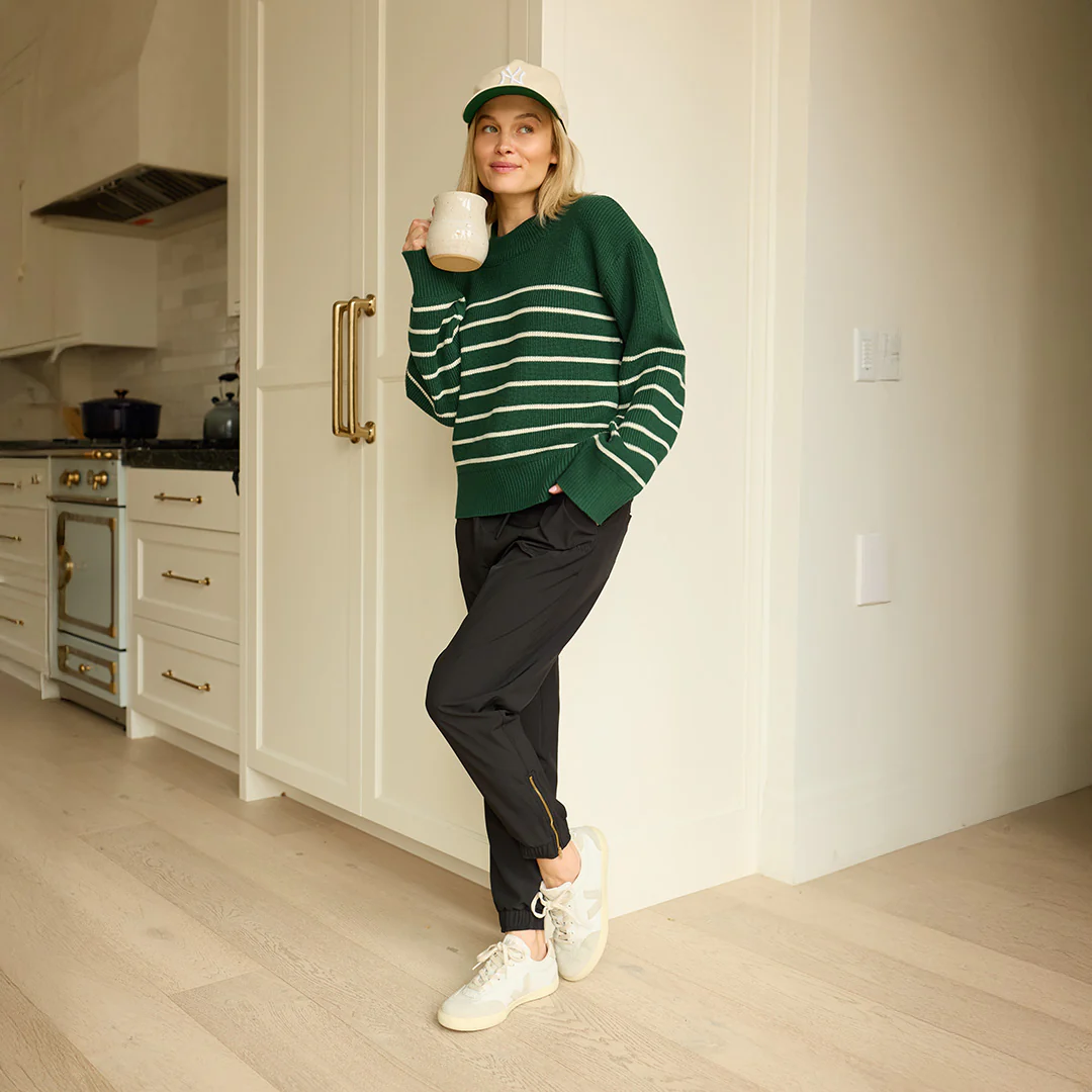 Alpine Knit Sweater, Green Stripe - Image 4