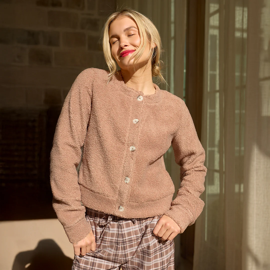 Alta Sherpa Cardigan, Toffee - Image 3