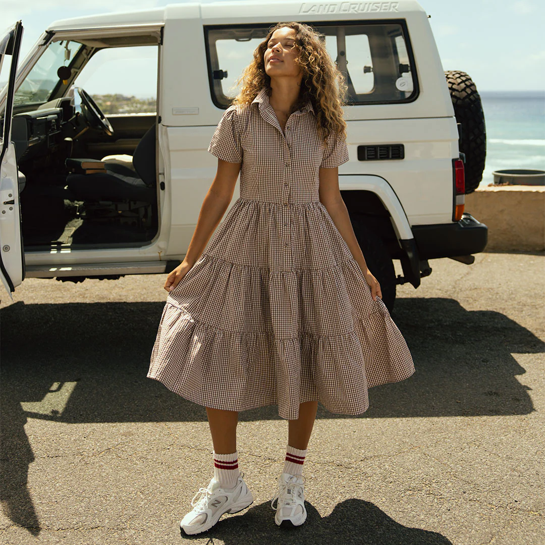 Arroyo Dress, Brown Gingham - Image 4