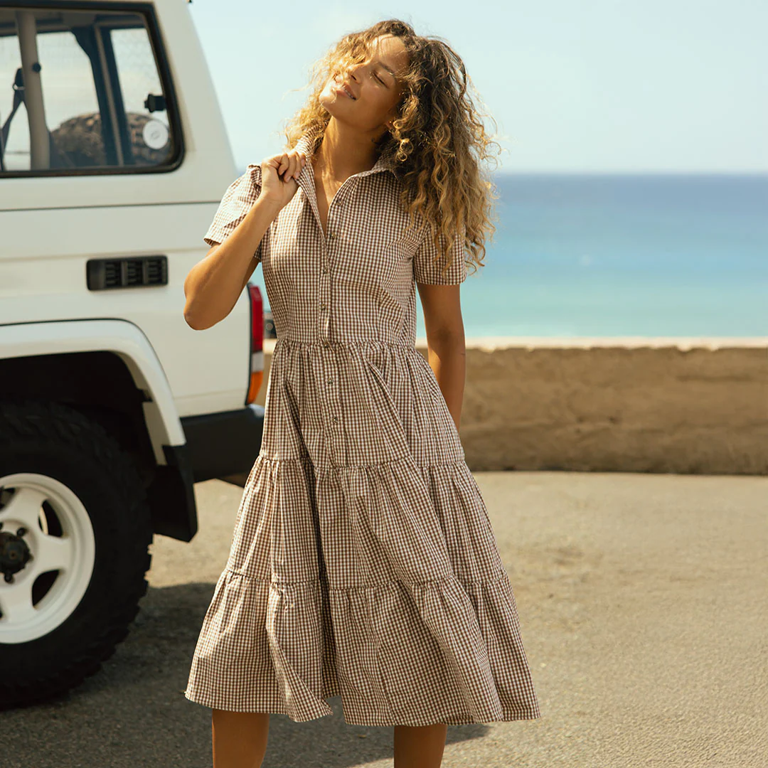 Arroyo Dress, Brown Gingham - Image 7
