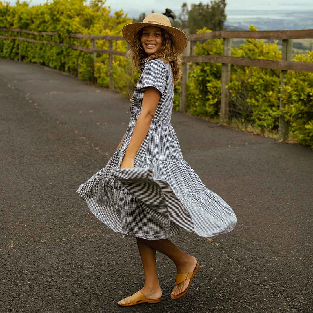 Arroyo Dress, Navy Gingham - Image 2