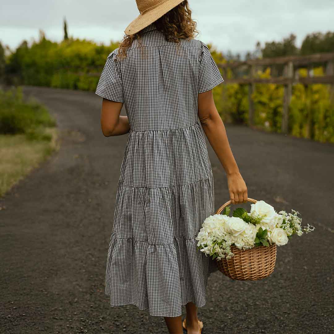 Arroyo Dress, Navy Gingham - Image 4
