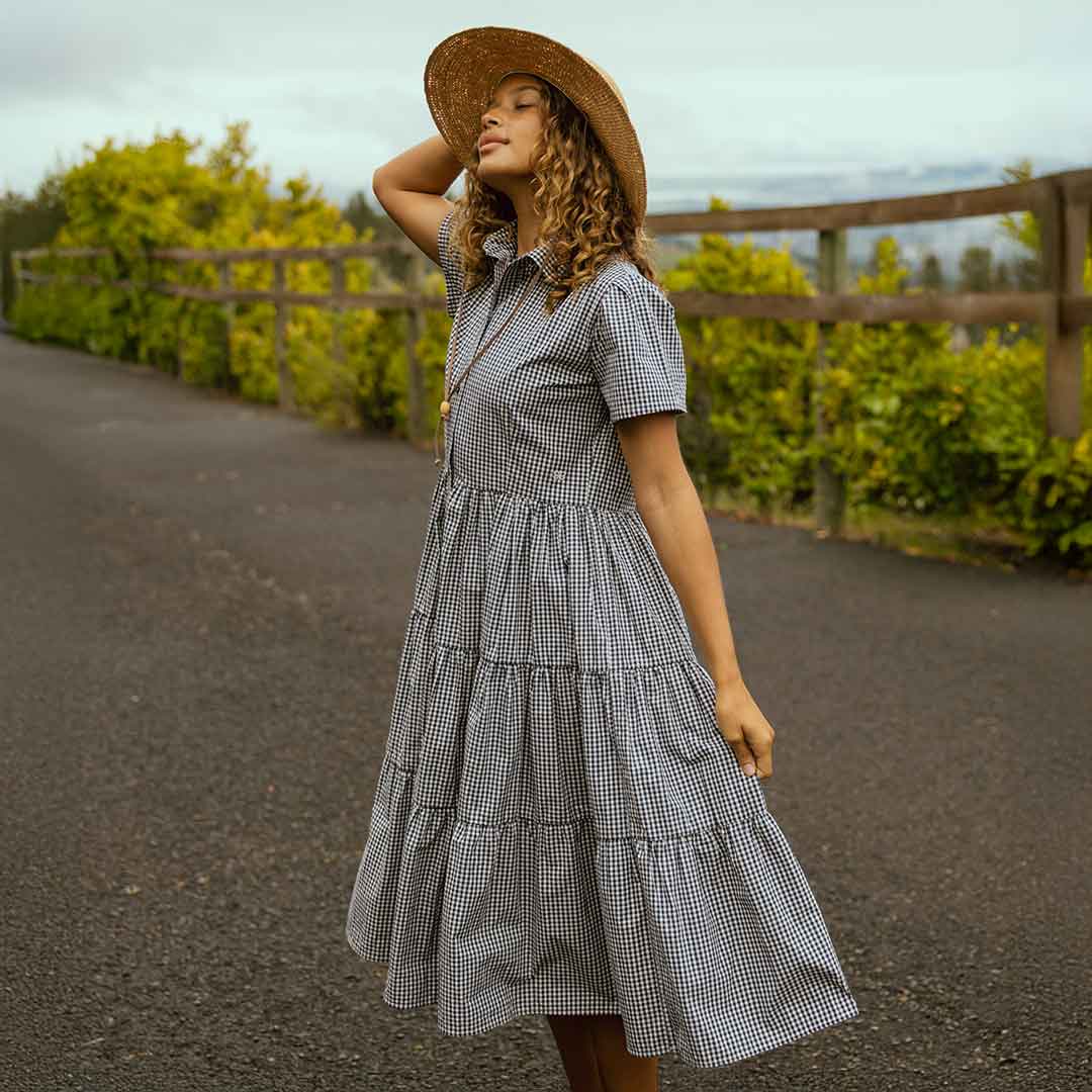 Arroyo Dress, Navy Gingham - Image 5