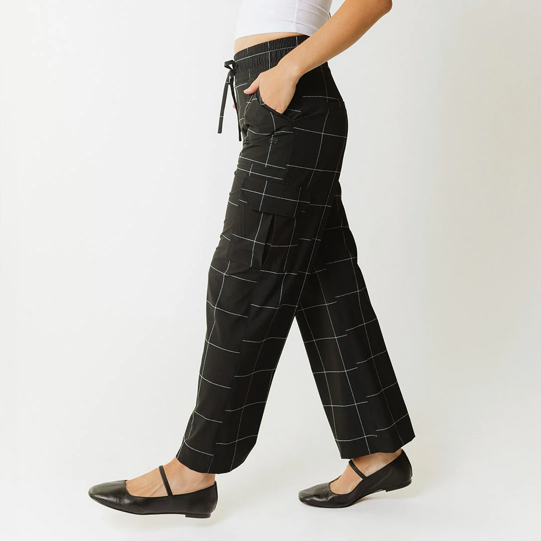 Audrey Cargo Trouser, Black Windowpane - Image 3