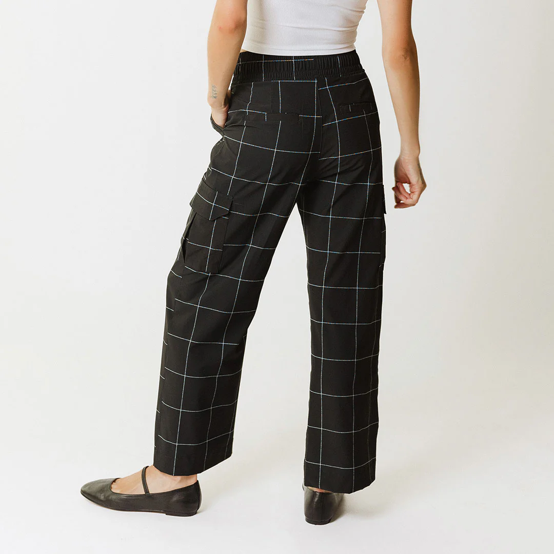 Audrey Cargo Trouser, Black Windowpane - Image 4