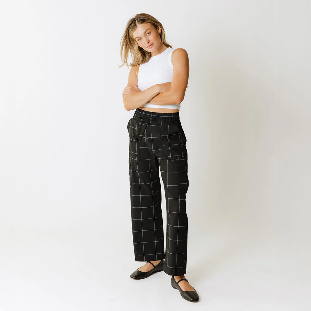 Audrey Cargo Trouser, Black Windowpane - Image 5