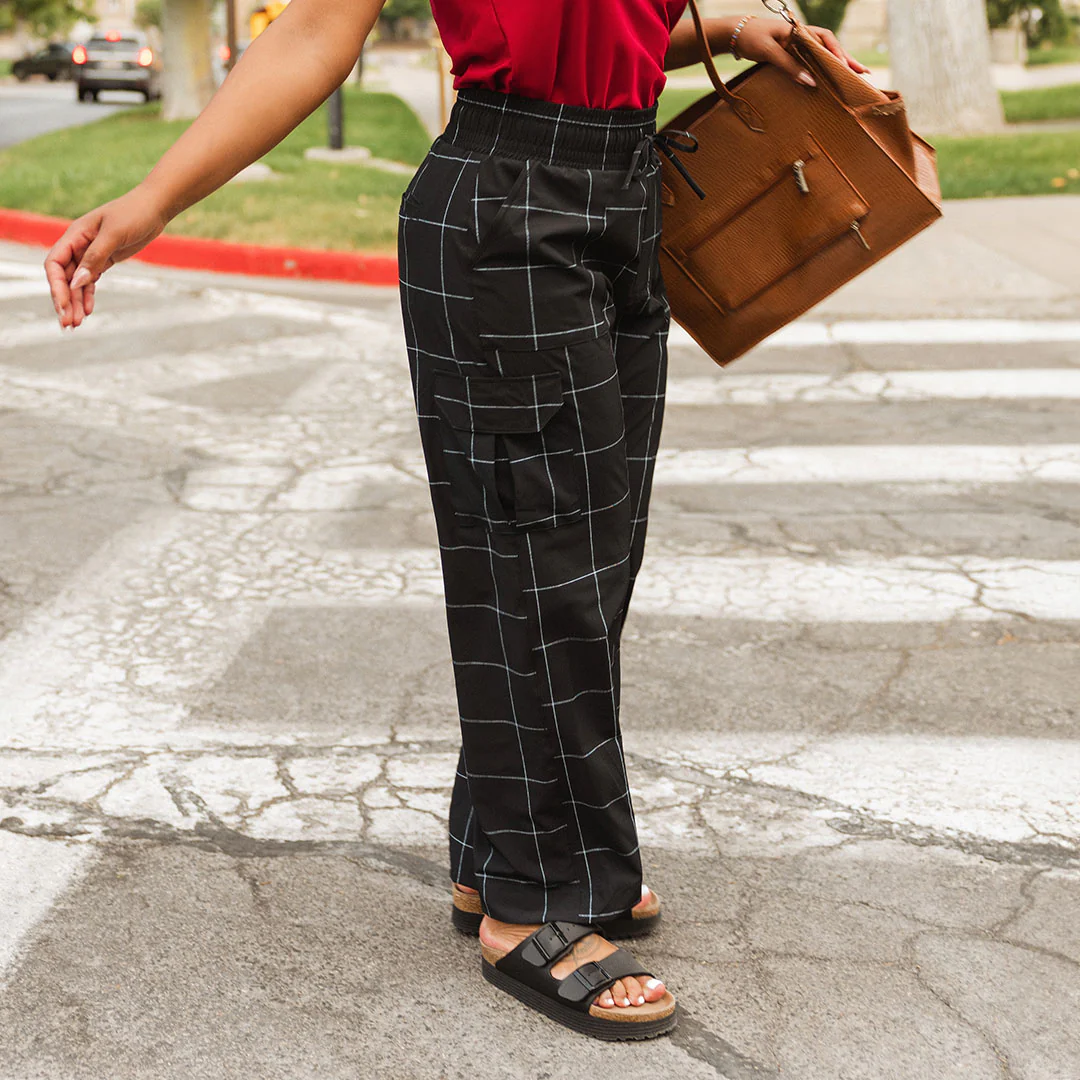Audrey Cargo Trouser, Black Windowpane - Image 9