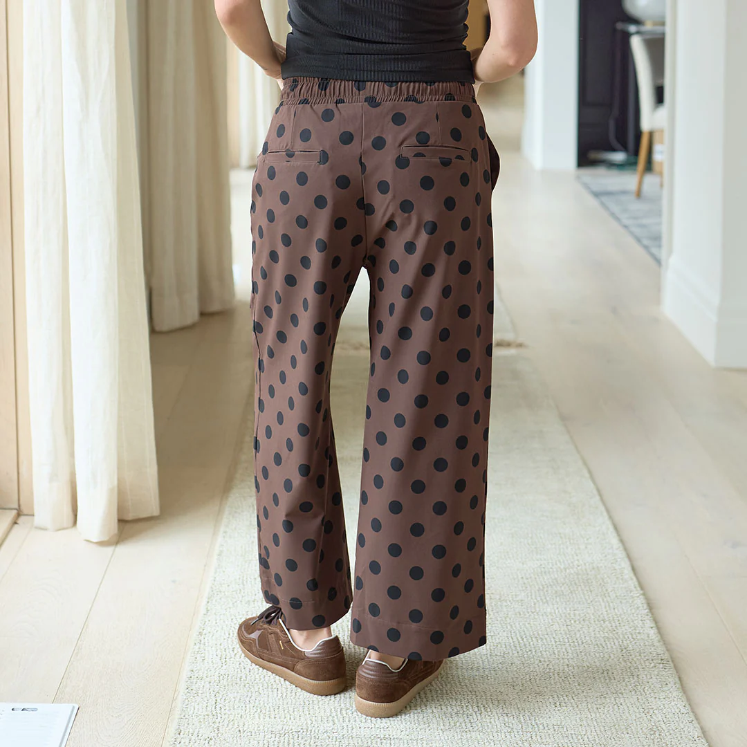 Audrey Mid Rise Wide Leg Pants, Black Cocoa Dot - Image 4