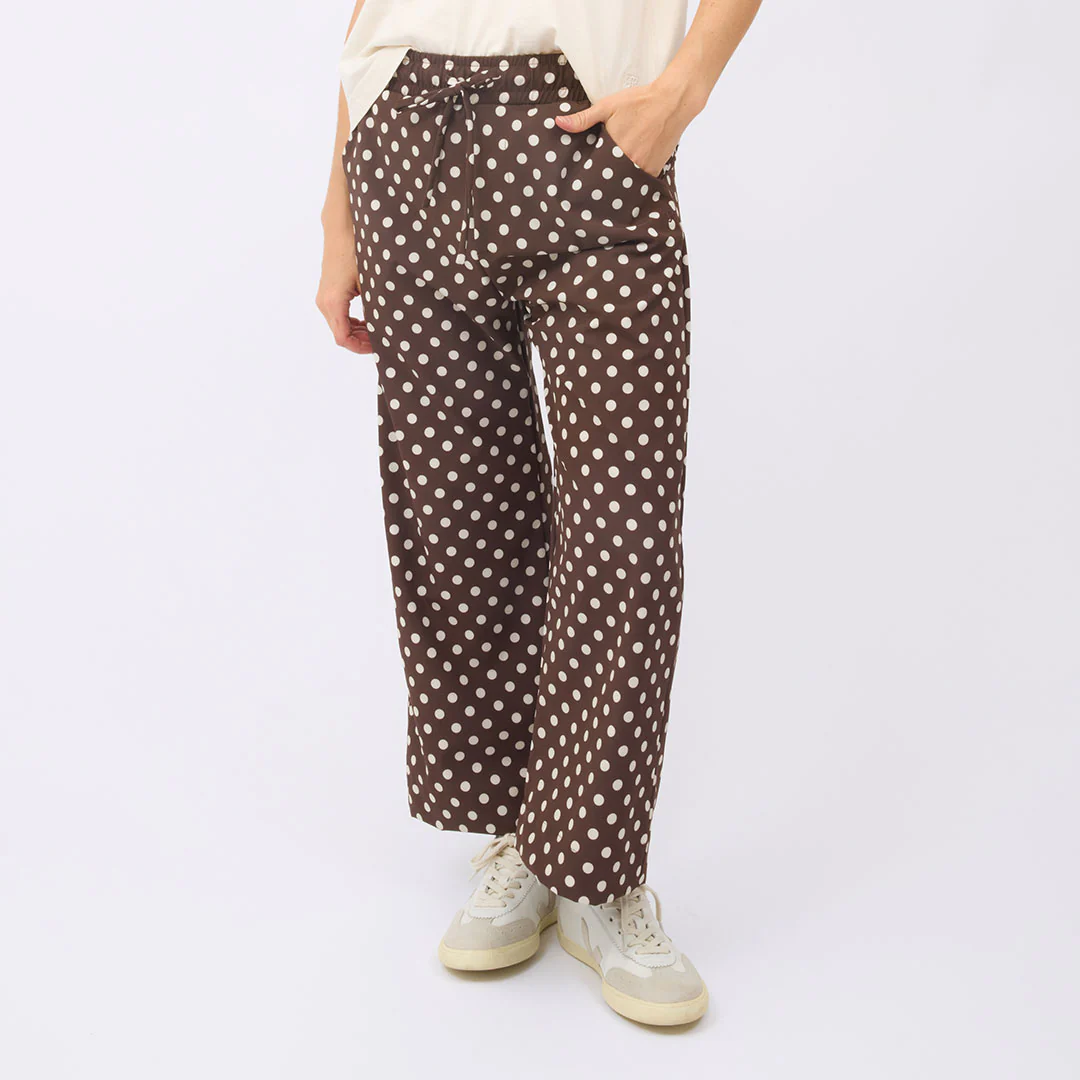 Audrey Mid Rise Wide Leg Pants, Cream Cocoa Dot - Image 4