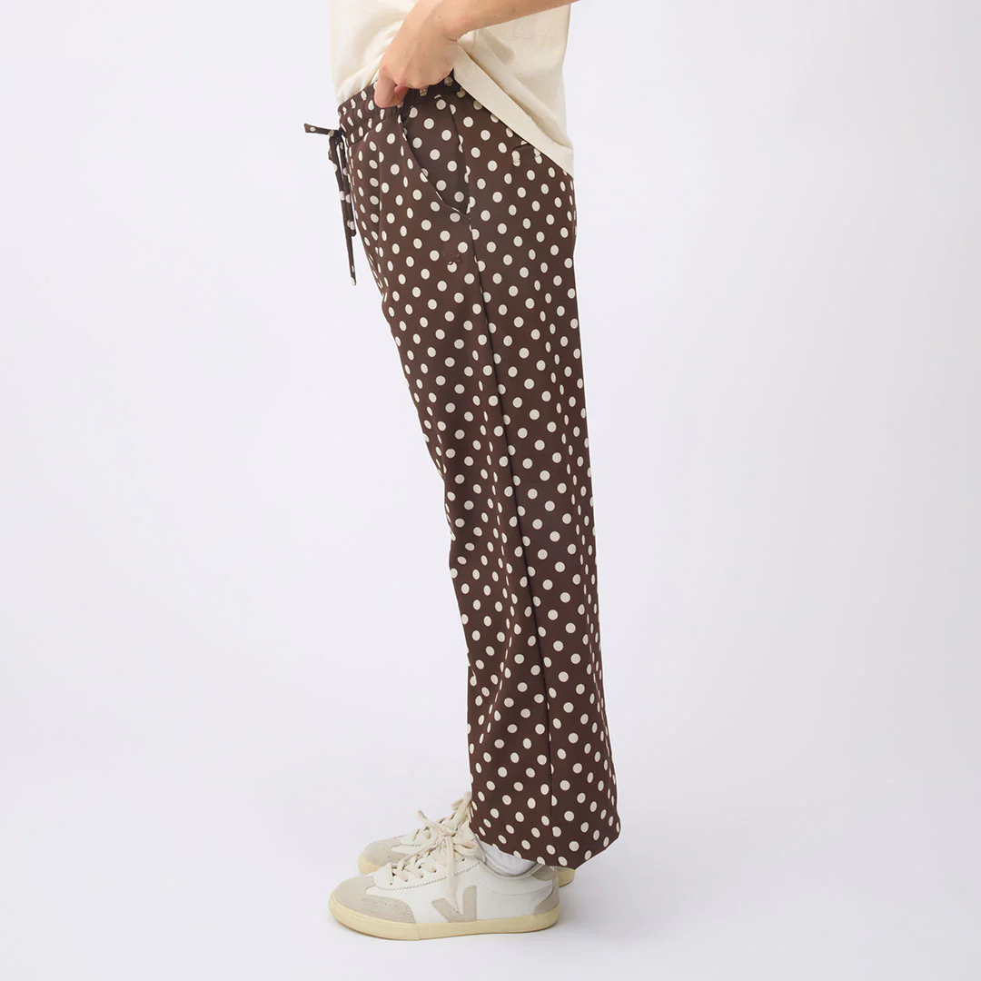 Audrey Mid Rise Wide Leg Pants, Cream Cocoa Dot - Image 5