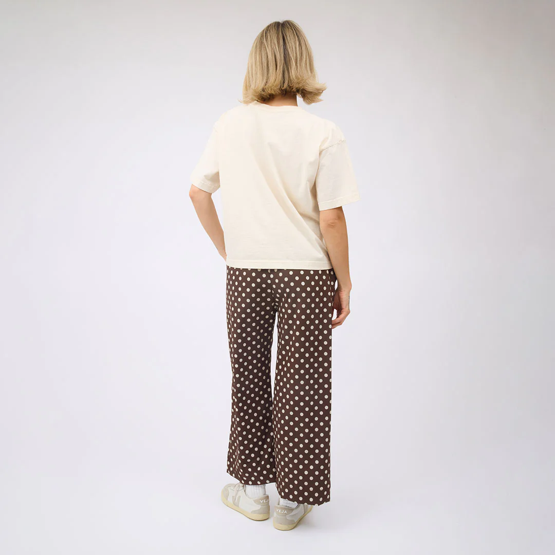Audrey Mid Rise Wide Leg Pants, Cream Cocoa Dot - Image 8