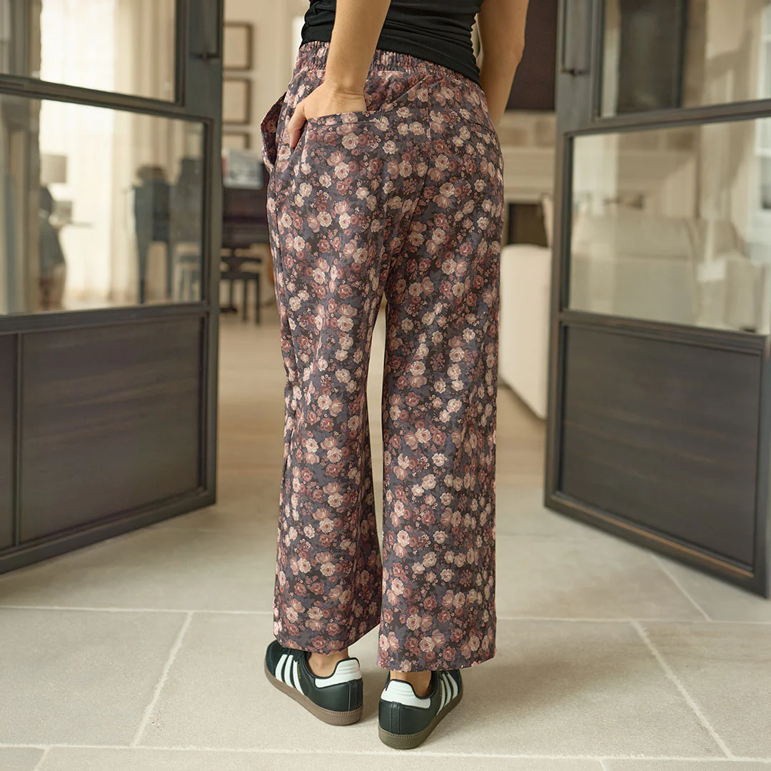 Audrey Mid Rise Wide Leg Pants, Walnut Micro Floral - Image 5