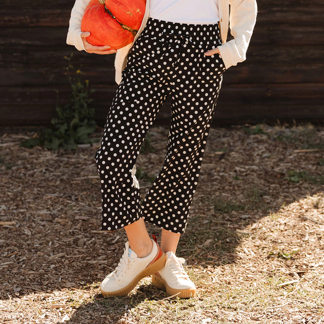 Audrey Wide Leg Pants, Black Polka Dot - Image 12