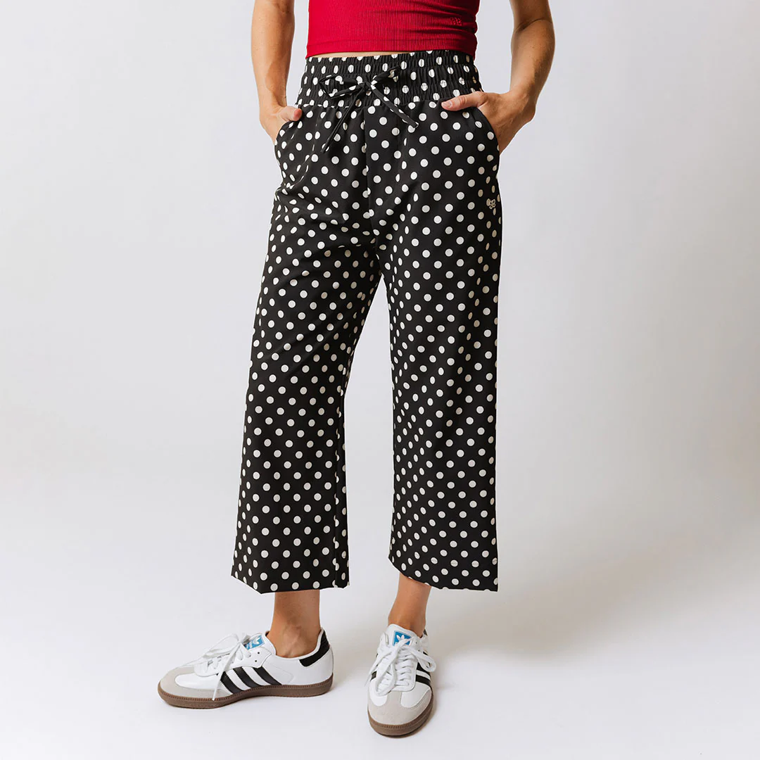 Audrey Wide Leg Pants, Black Polka Dot - Image 3