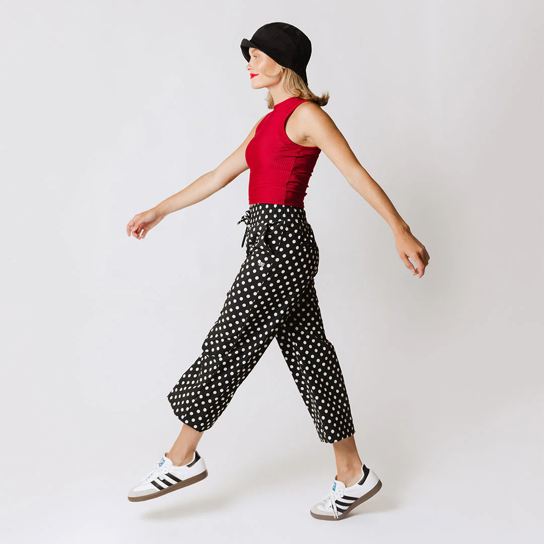 Audrey Wide Leg Pants, Black Polka Dot - Image 6