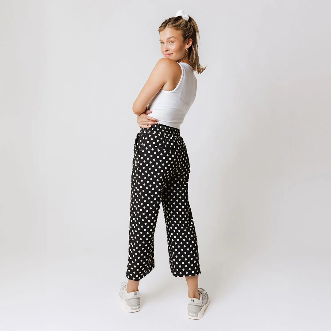 Audrey Wide Leg Pants, Black Polka Dot - Image 9