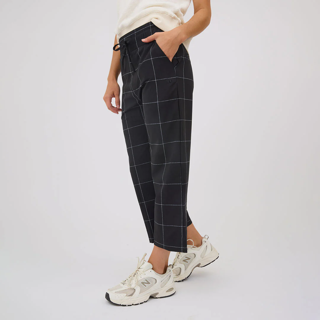 Audrey Wide Leg Pants, Black Windowpane - Image 3