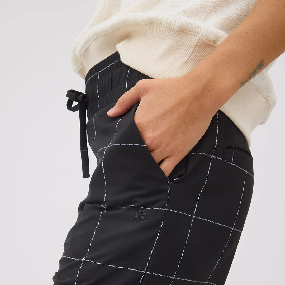 Audrey Wide Leg Pants, Black Windowpane - Image 4