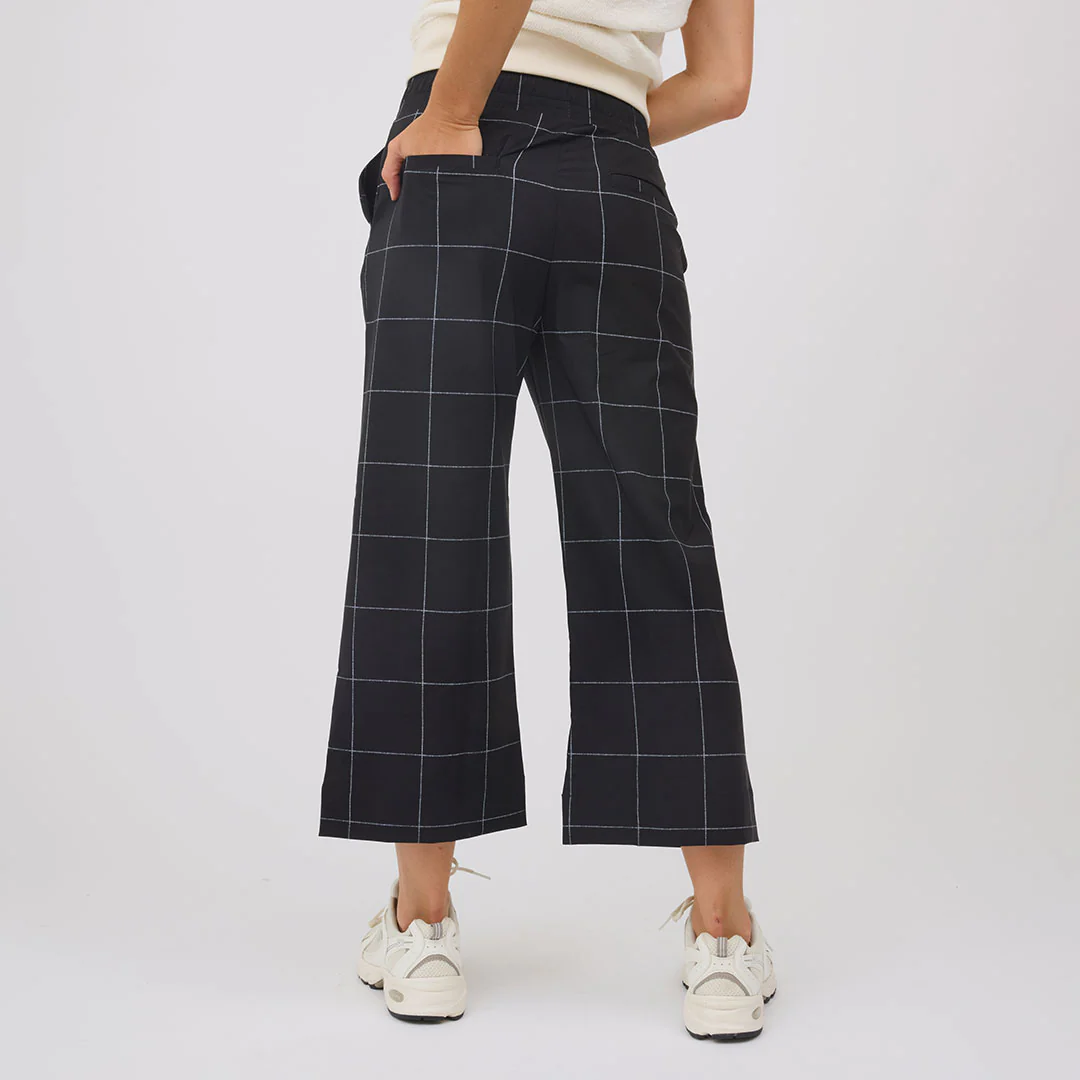 Audrey Wide Leg Pants, Black Windowpane - Image 5