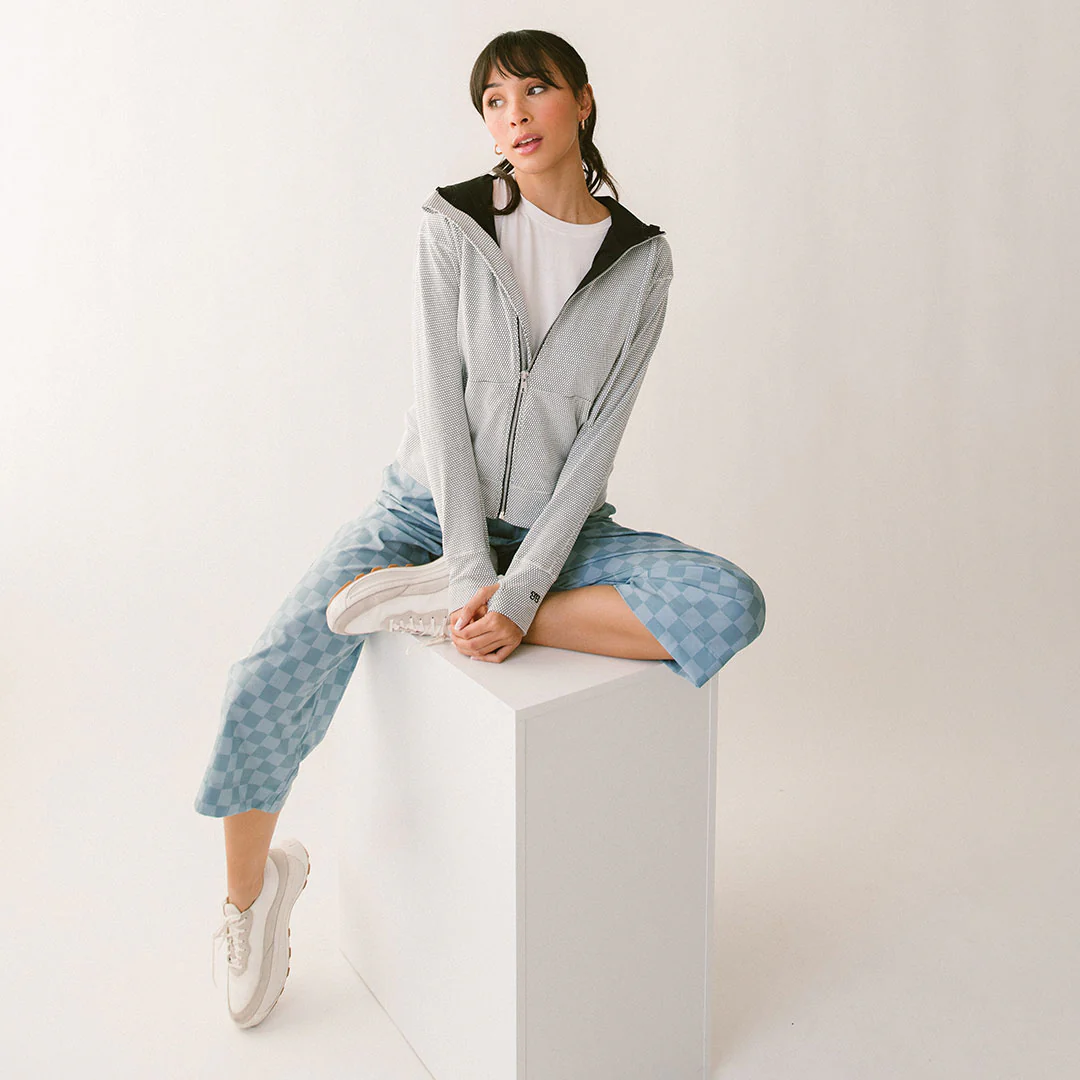 Audrey Wide Leg Pants, Blue Checkers - Image 8