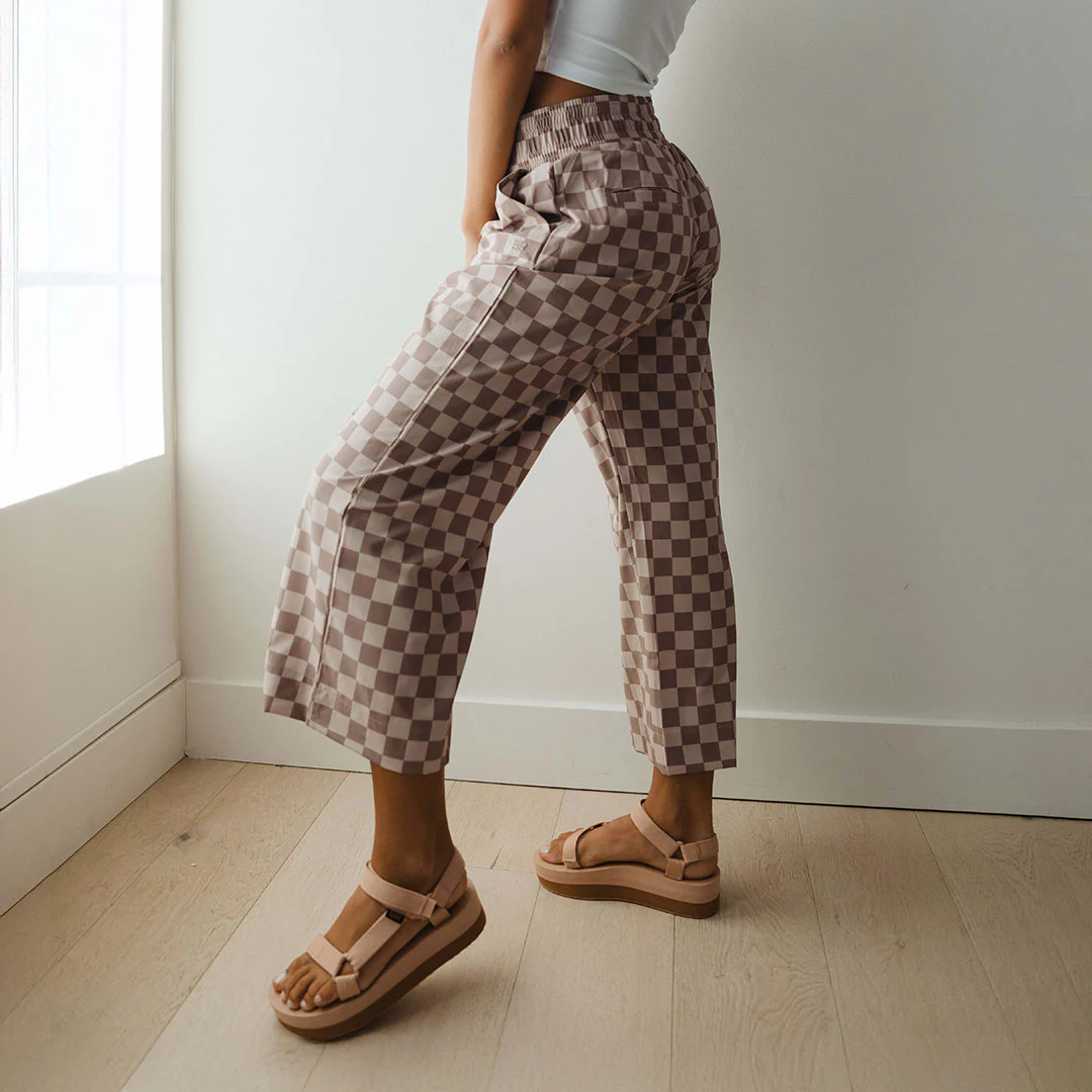 Audrey Wide Leg Pants, Brown Checkers - Image 10