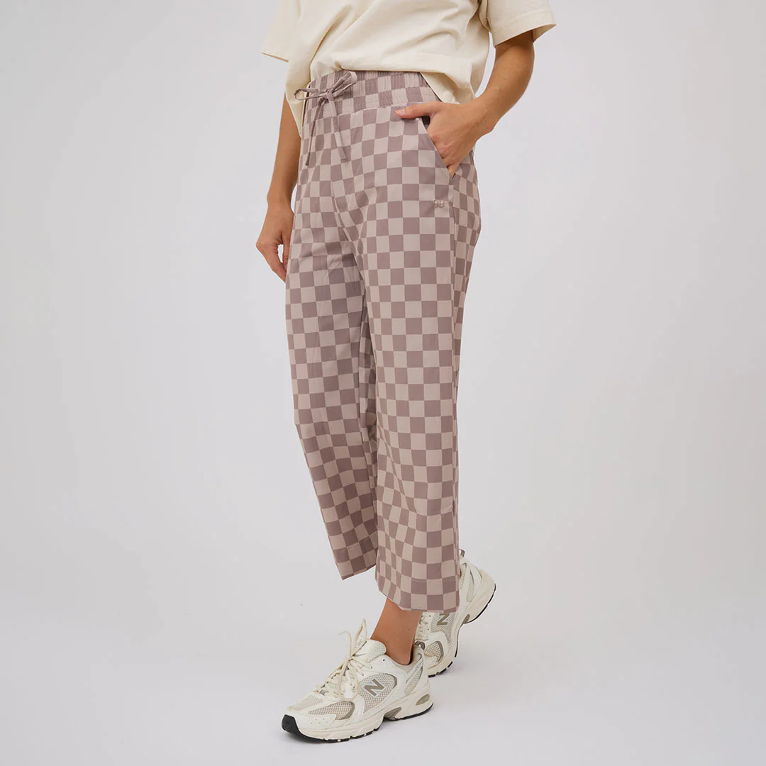 Audrey Wide Leg Pants, Brown Checkers - Image 4