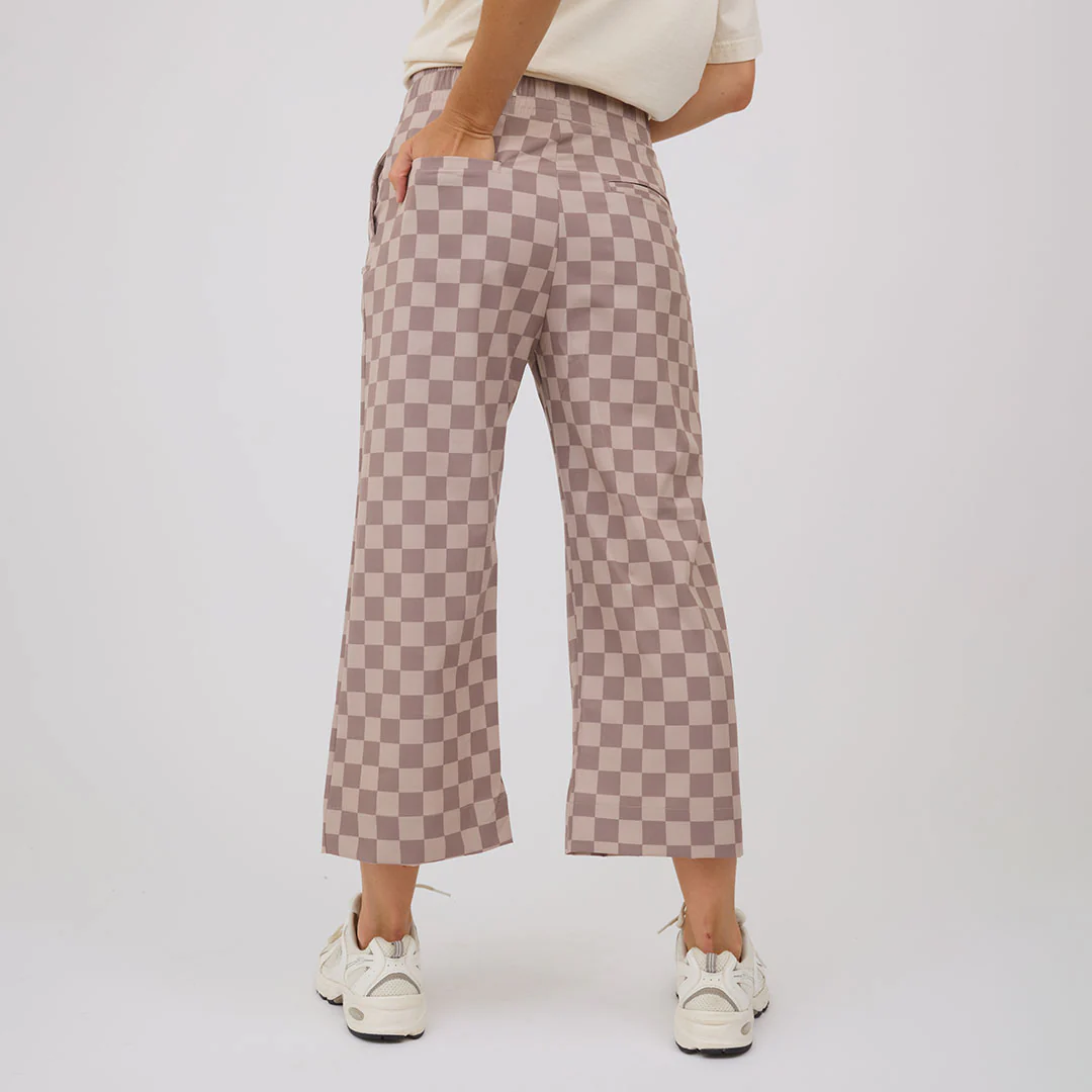 Audrey Wide Leg Pants, Brown Checkers - Image 5