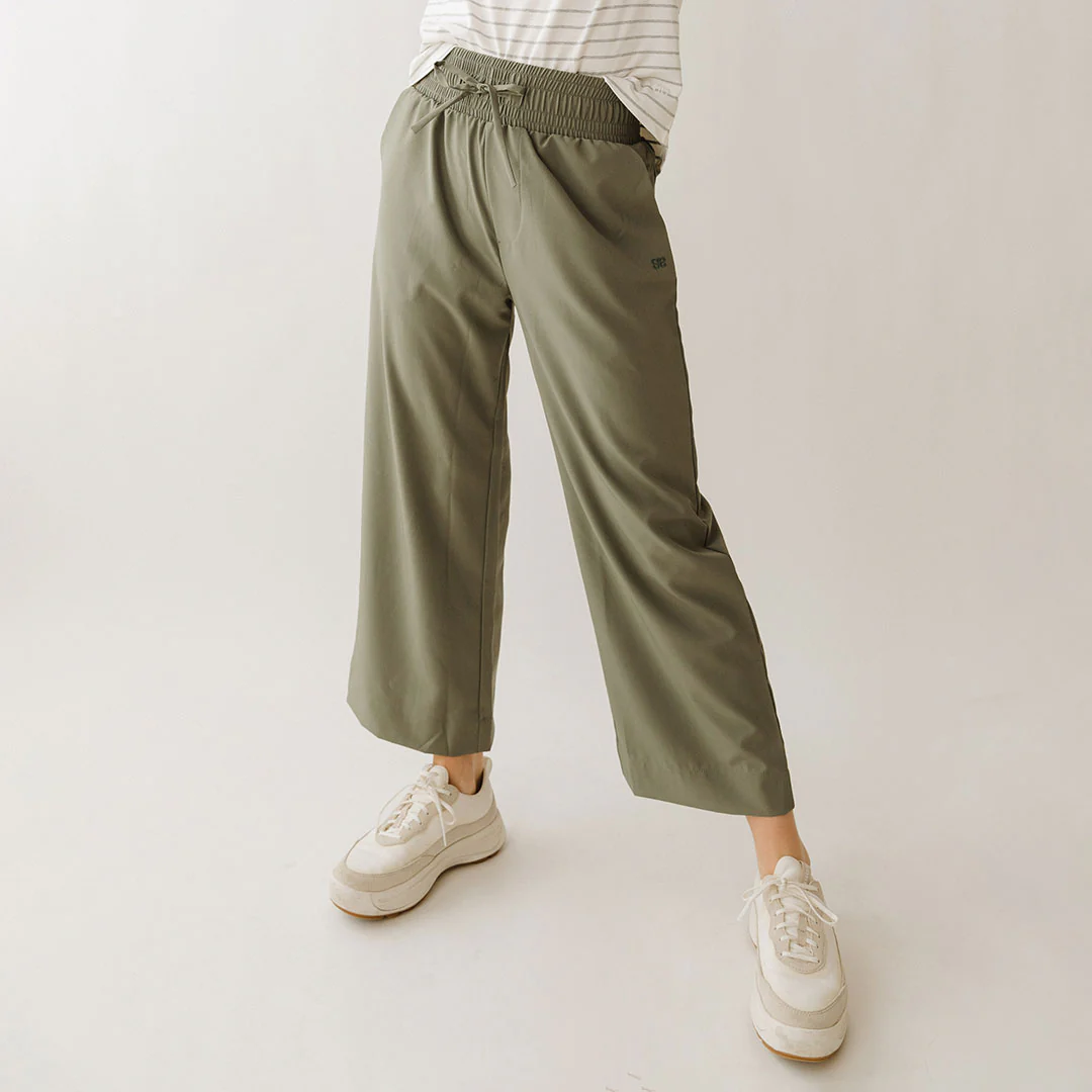 Audrey Wide Leg Pants, Olive - Image 3