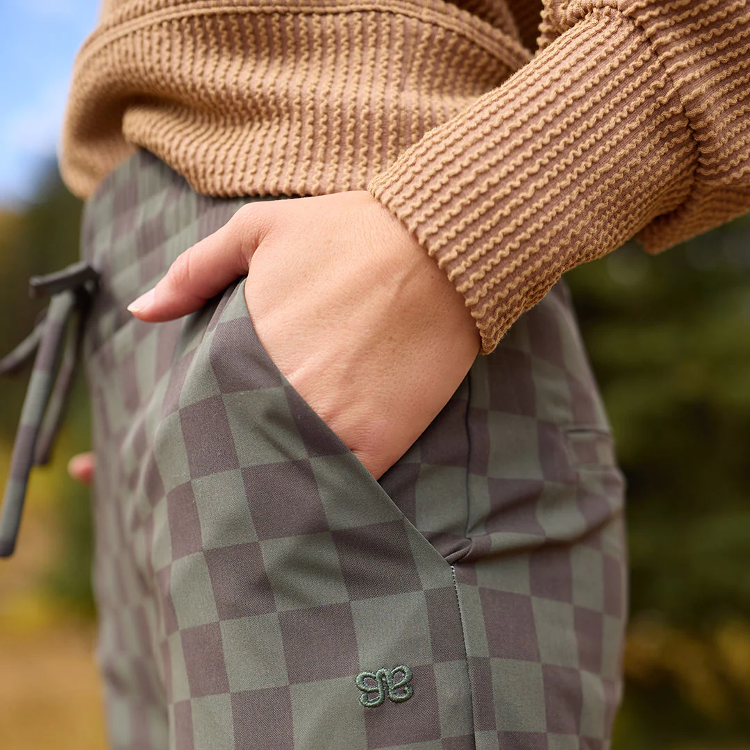 Audrey Wide Leg Pants, Olive Check - Image 3