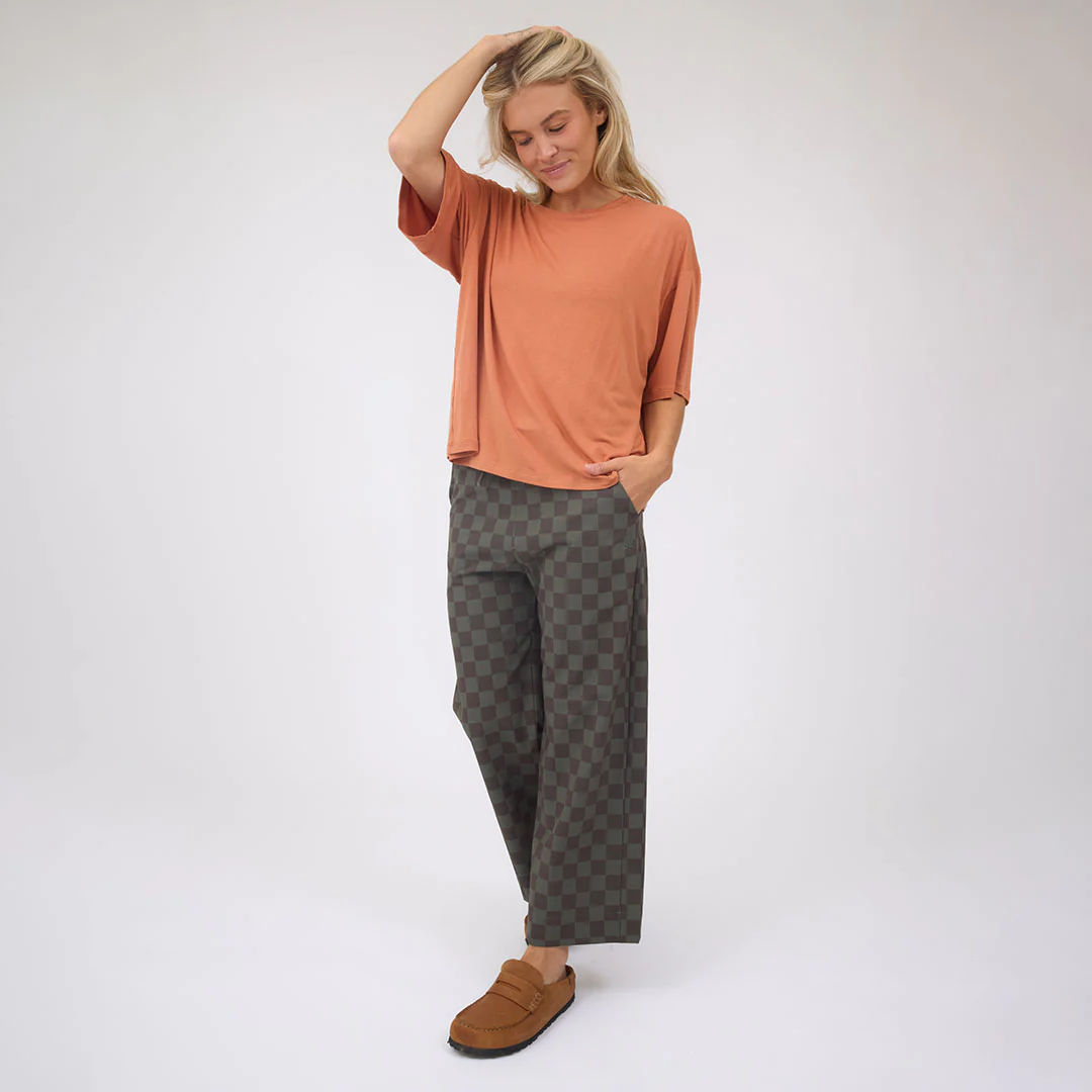 Audrey Wide Leg Pants, Olive Check - Image 6