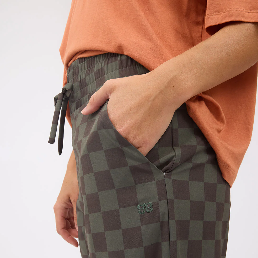 Audrey Wide Leg Pants, Olive Check - Image 8