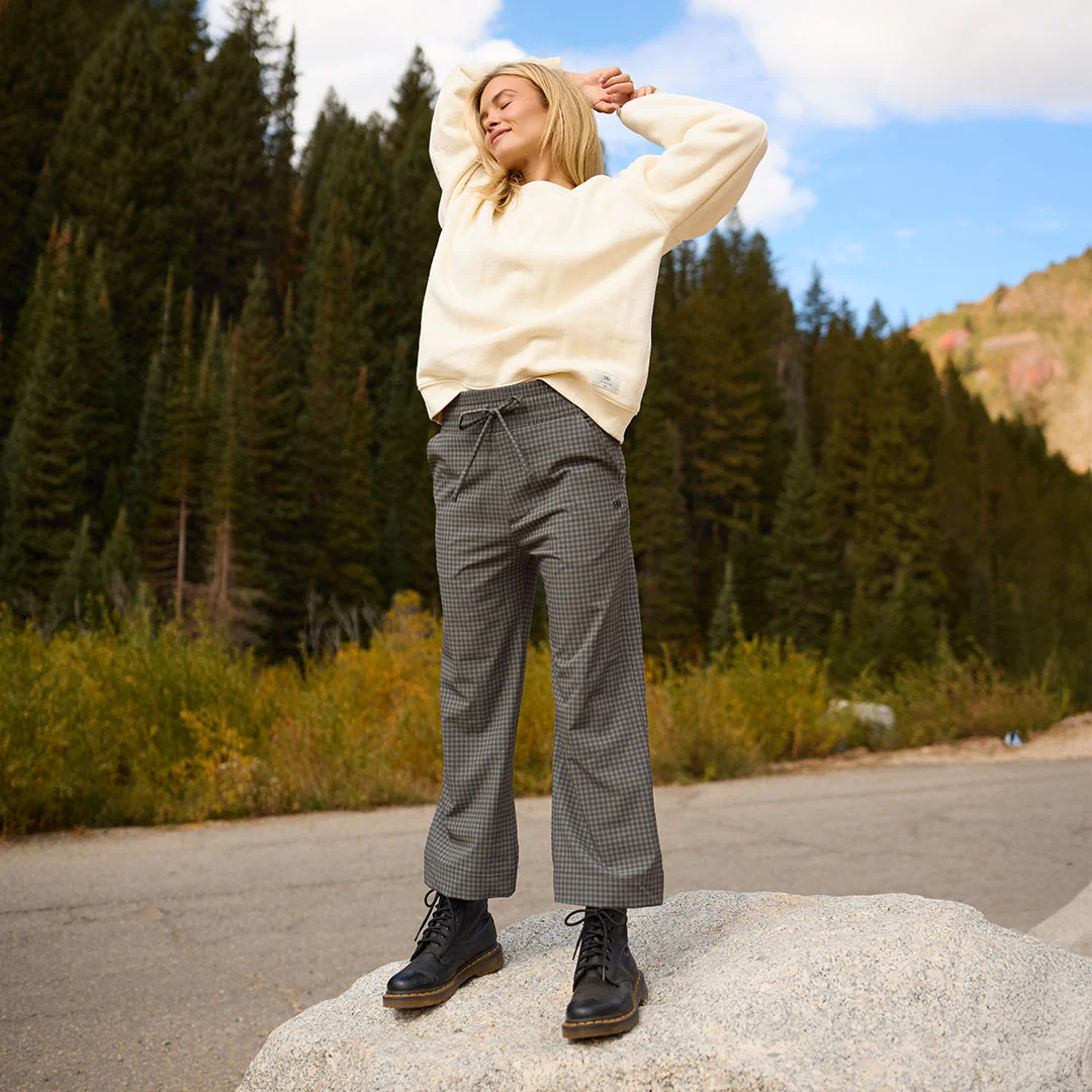 Audrey Wide Leg Pants, Olive Gingham - Image 4