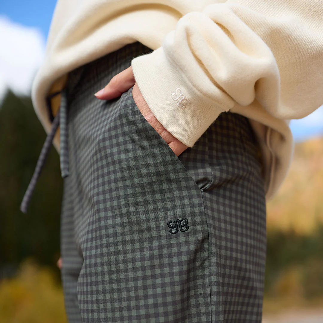 Audrey Wide Leg Pants, Olive Gingham - Image 6