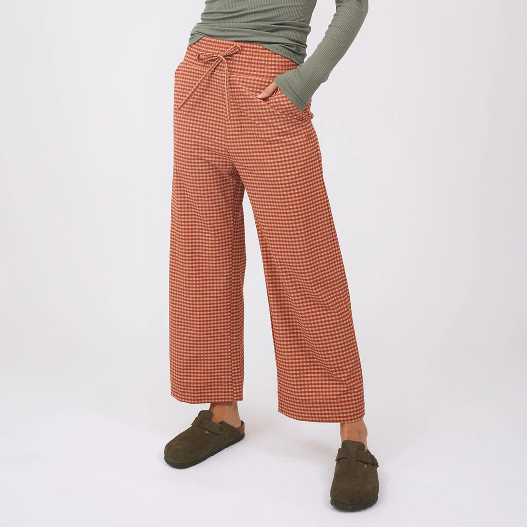 Audrey Wide Leg Pants, Pumpkin Gingham - Image 10