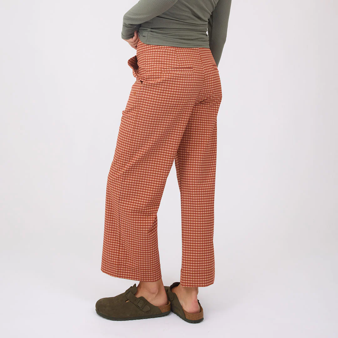 Audrey Wide Leg Pants, Pumpkin Gingham - Image 11