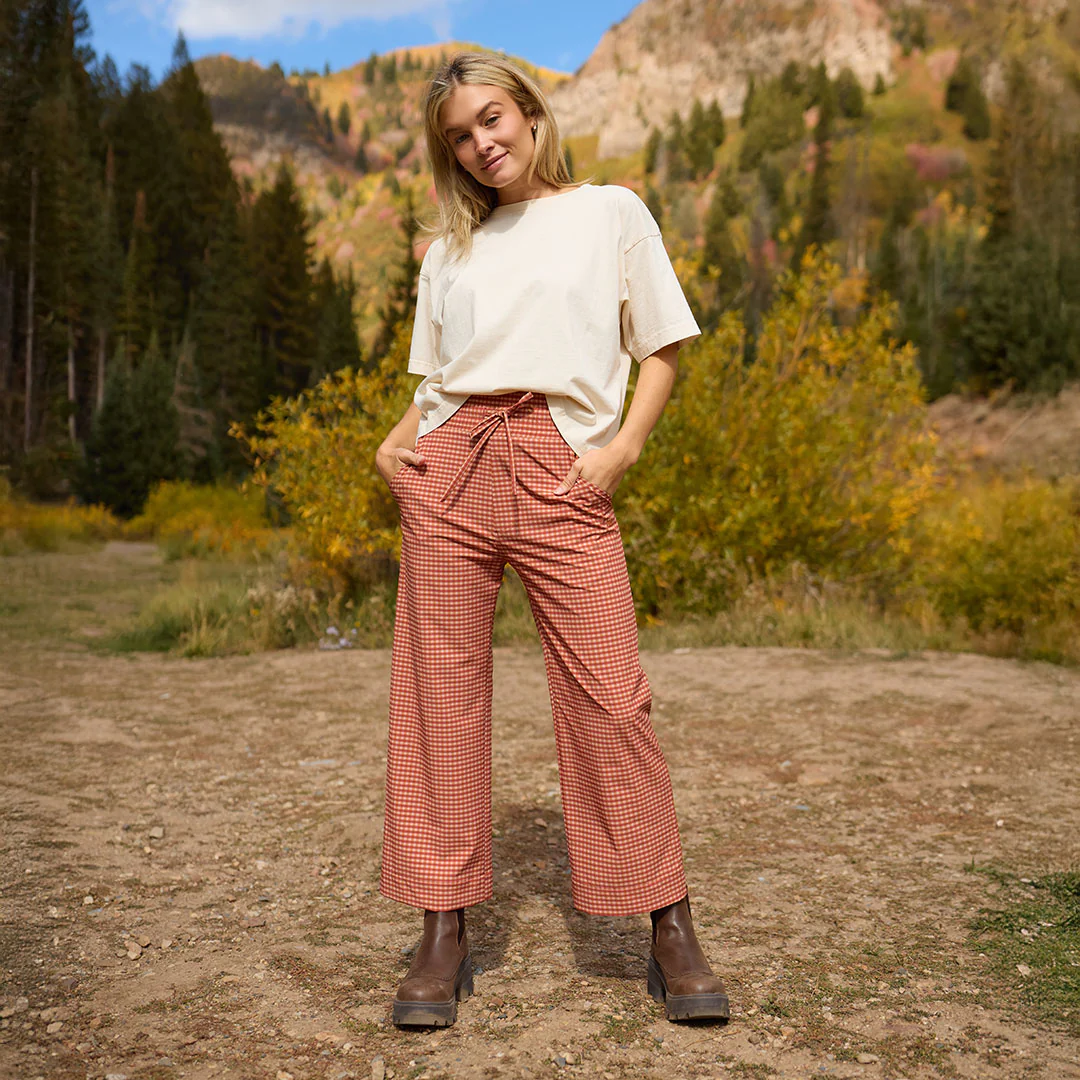Audrey Wide Leg Pants, Pumpkin Gingham - Image 14