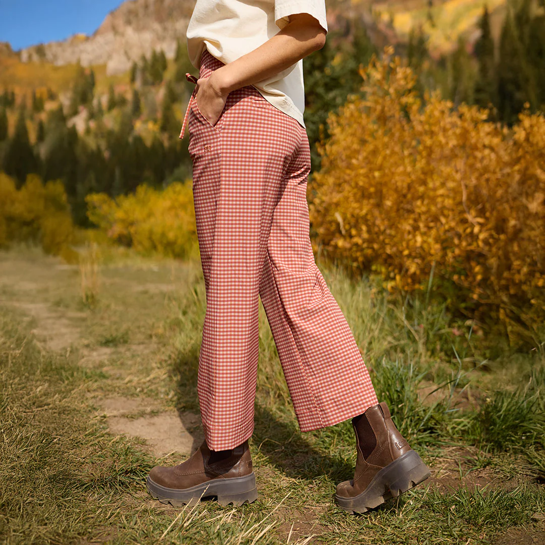 Audrey Wide Leg Pants, Pumpkin Gingham - Image 3
