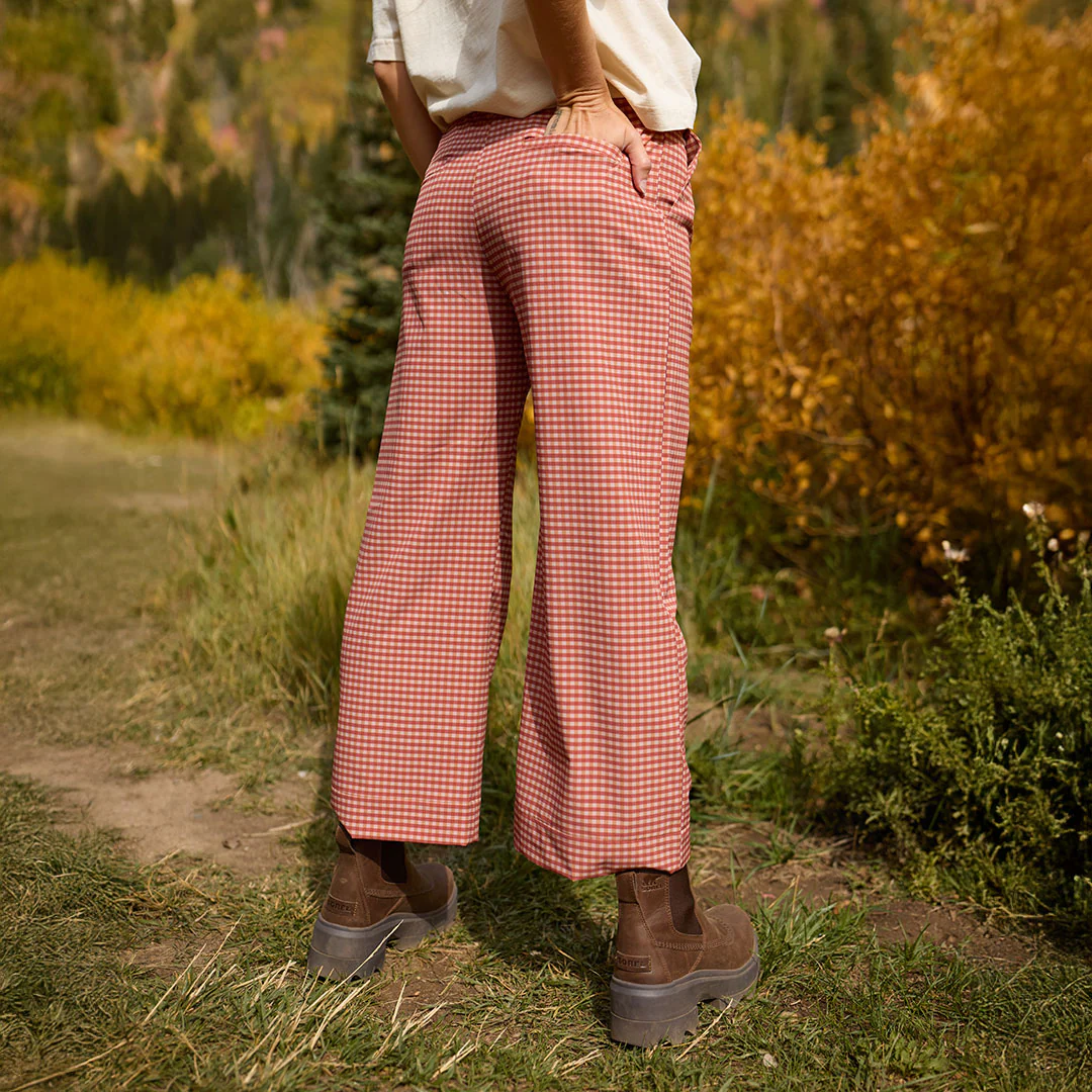 Audrey Wide Leg Pants, Pumpkin Gingham - Image 4