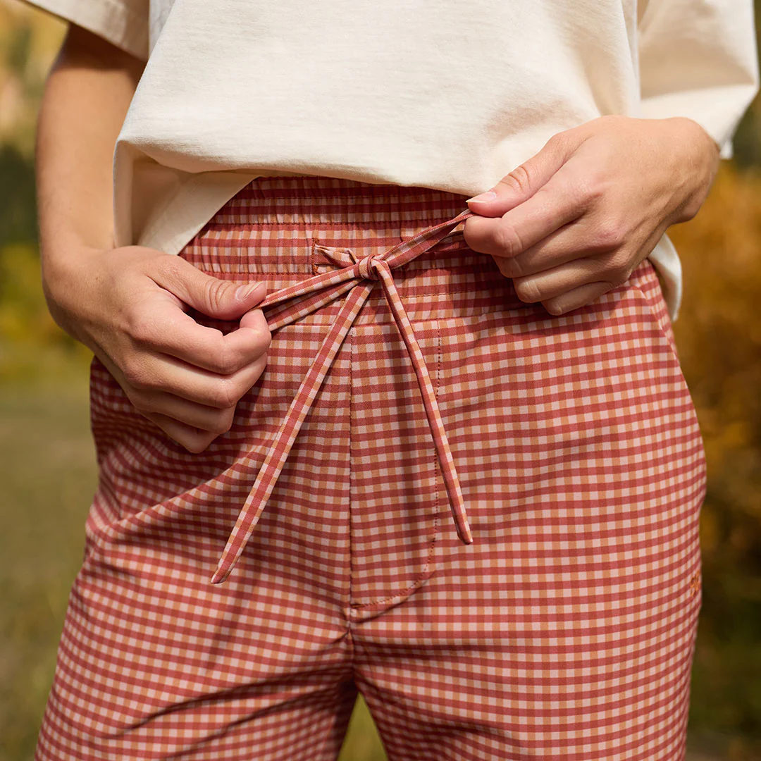Audrey Wide Leg Pants, Pumpkin Gingham - Image 6