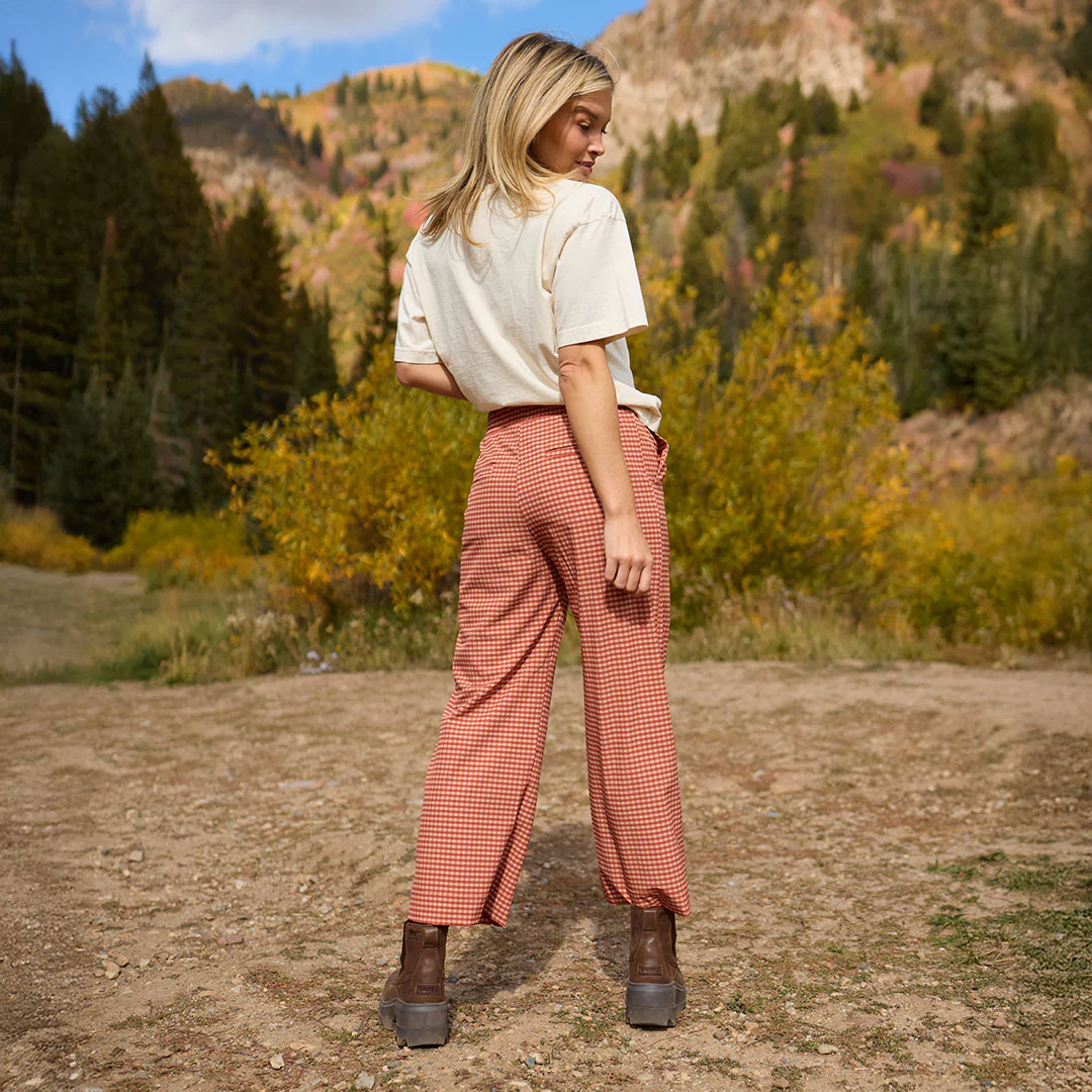 Audrey Wide Leg Pants, Pumpkin Gingham - Image 7