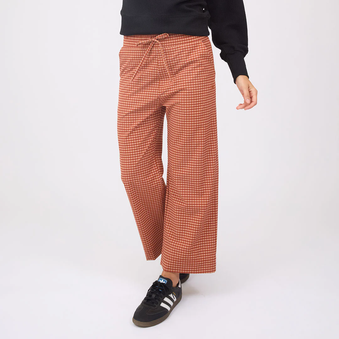 Audrey Wide Leg Pants, Pumpkin Gingham - Image 8