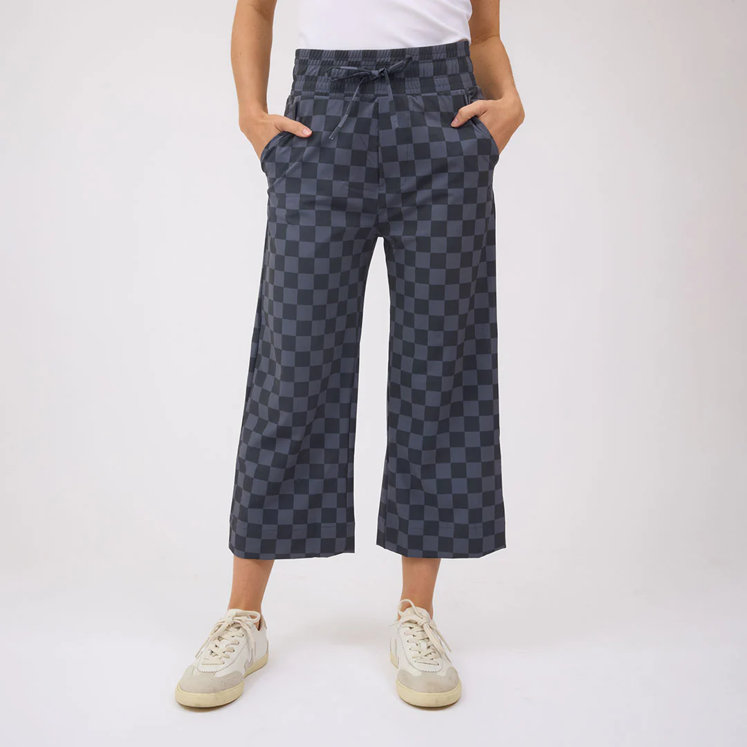 Audrey Wide Leg Pants, Slate Checkers - Image 3