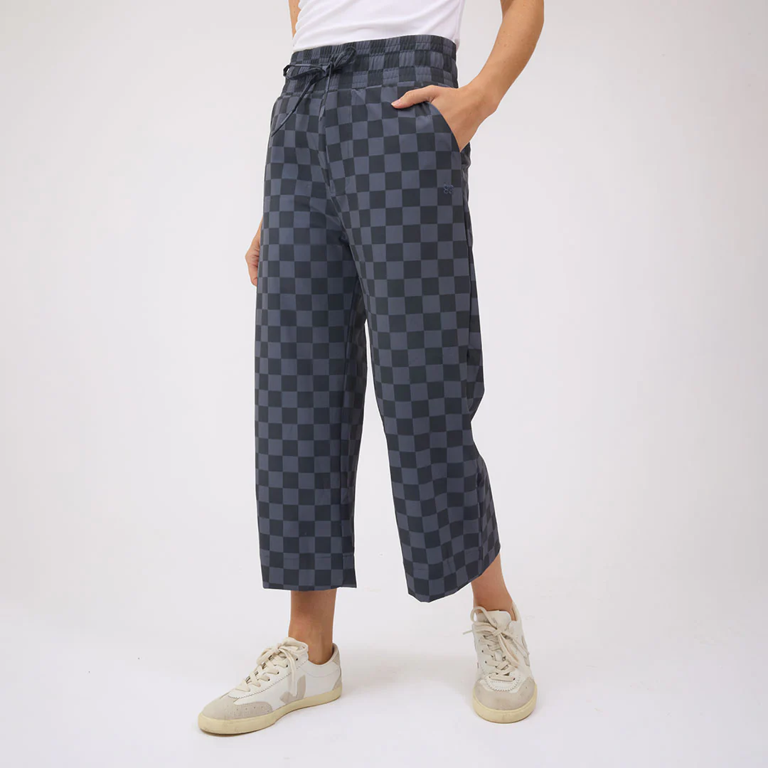 Audrey Wide Leg Pants, Slate Checkers - Image 4